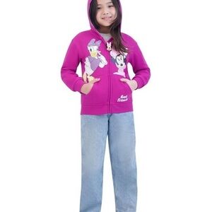 Disney Minnie Mouse Girl's Zip-up Hoodie Size 5 Character Zipper Pull